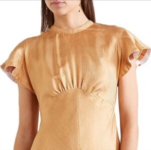 ZIMMERMAN - Silk Blend Knee Length Dress - Size 0 - Lustrous Antique Gold Color!